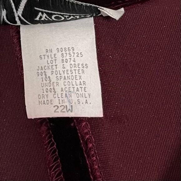 K Woman Plus Size 22W Burgundy Wine Velvet Open Back Top Regencycore Evening - Picture 8 of 10